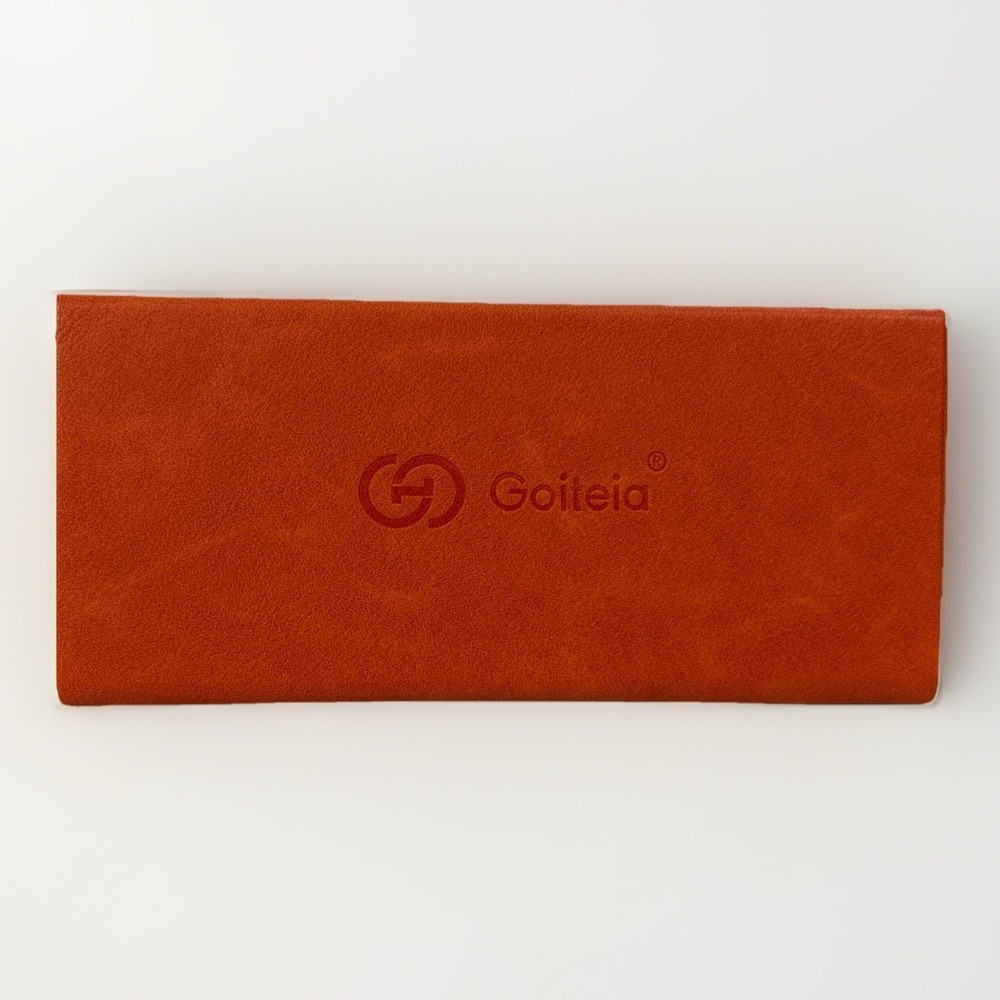 Goiteia Orange Vegan Leather Folding Triangle Sunglasses Case & Microfiber Cloth